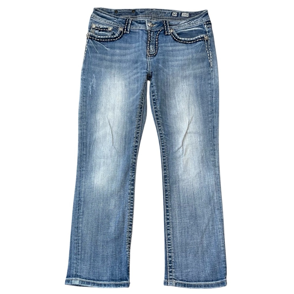 Miss Me Vintage Y2K Easy Capri Low-Rise Bling Denim Jeans for Buckle Size 30